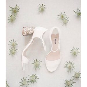 Mini Miu crystal heel sandal